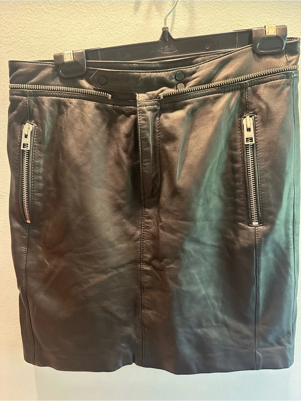 AllSaints Black Leather Skirt